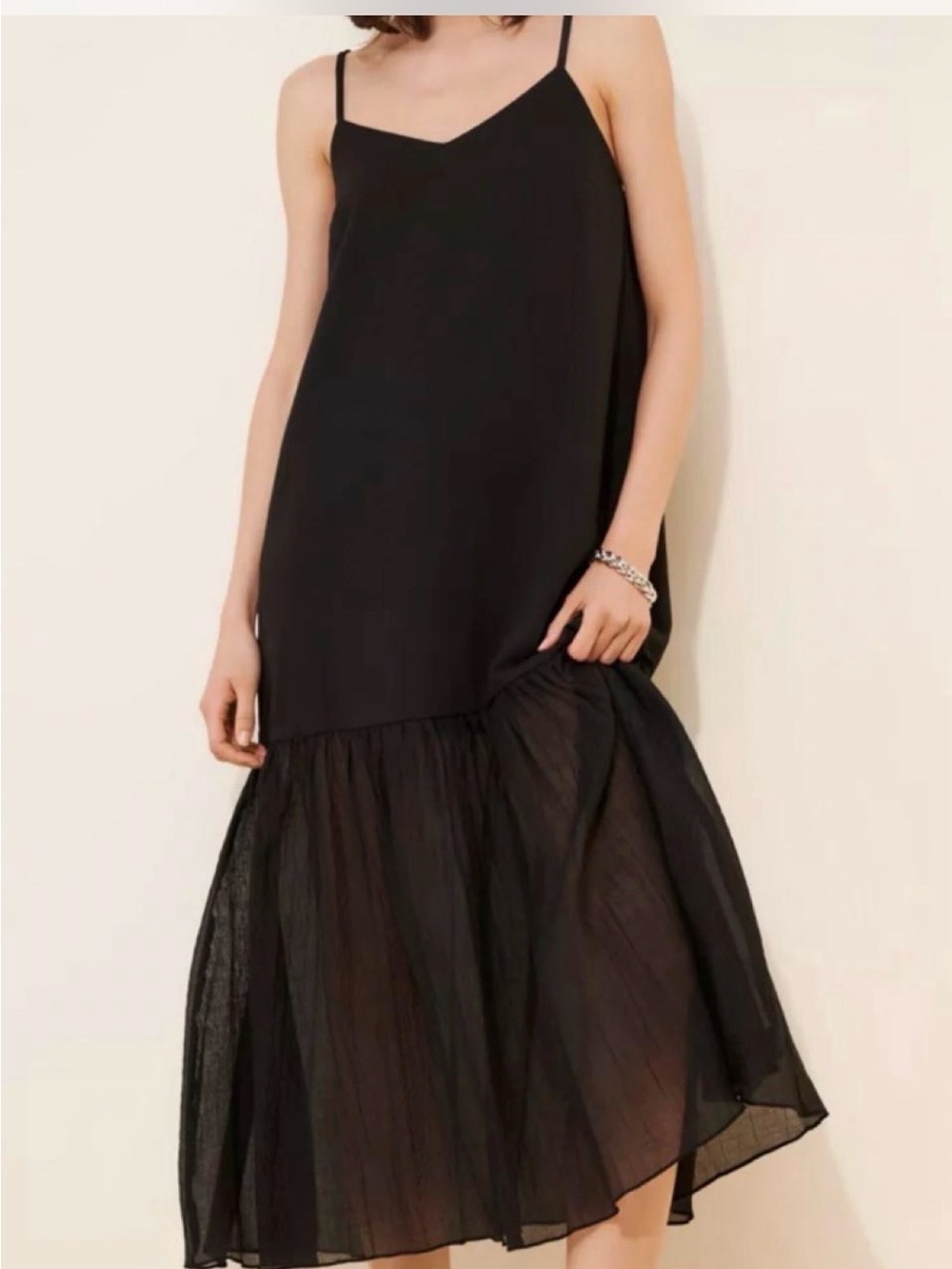 Steve Madden Black Spaghetti-Strap Maxi Dress with Ruffled Hem